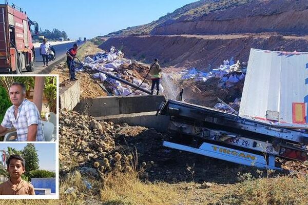 Alevlerin arasında kahreden ölüm! Baba ve 13 yaşındaki oğlu kaza sonrası alev alan kamyonda hayatını kaybetti